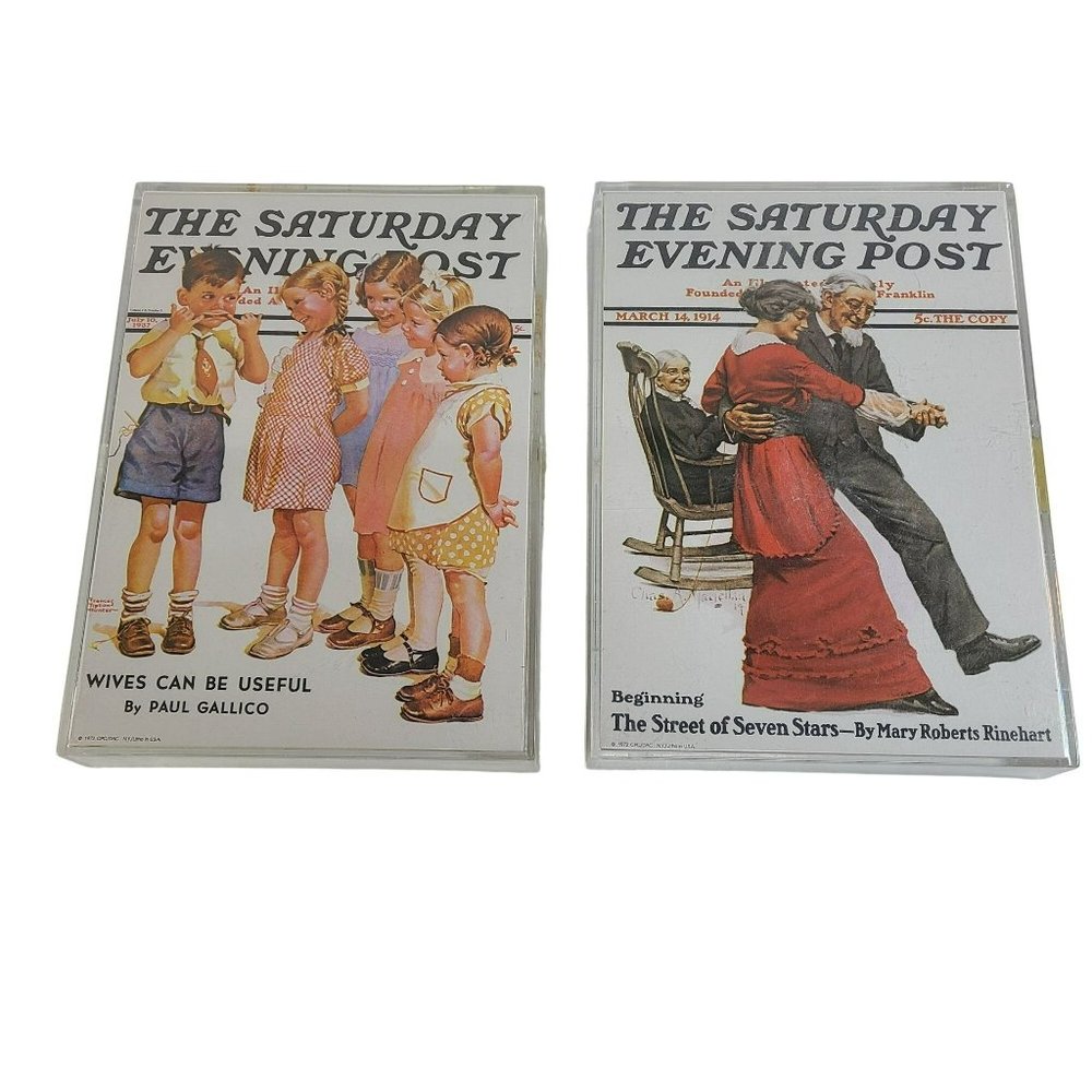 The Saturday Evening Post Lithographs Pictures 1972 Set of 2 5X7